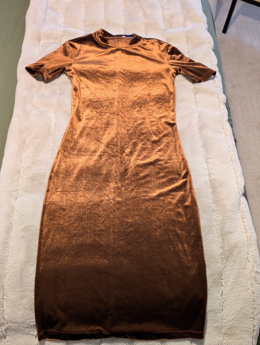 Zara Copper Velvet Midi Dress